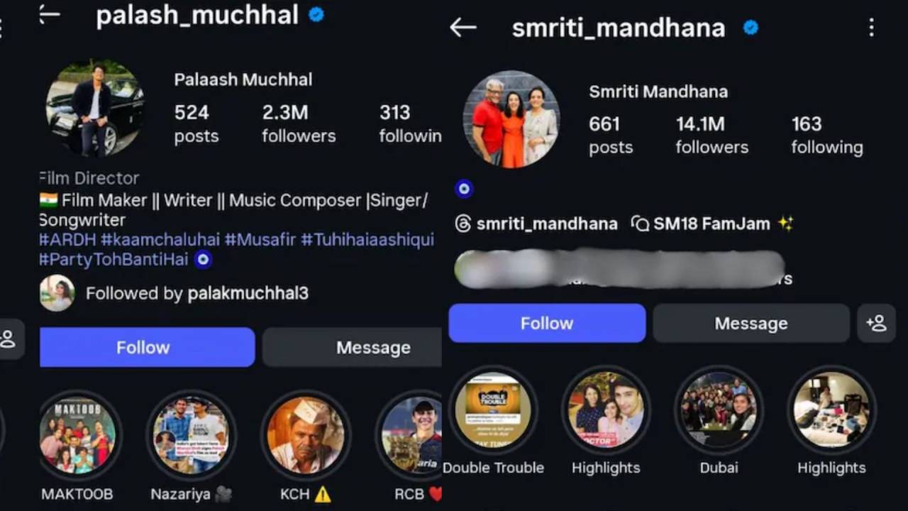 Smriti Mandhana and Palash Muchhal 